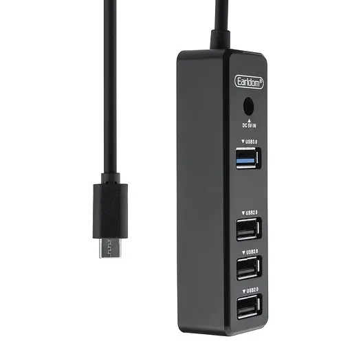 Хаб разветвитель Earldom Type-C на 4 Usb порты ET-Hub08 Usb 4 in 1 Hub - фото 2