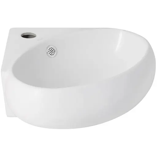 Раковина подвесная Qtap Leo N 380x360x130 мм, White, угловая, овальная, без донного клапана QT11115010WN - фото 1