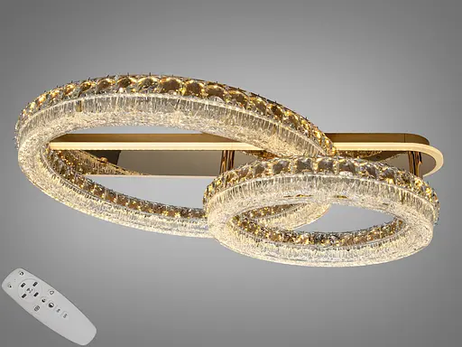 Світлодіодна люстра 2 кільця золото 180 Вт пульт - фото 1