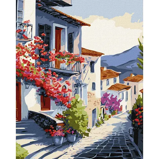 Картина по номерам "Поселок у подножия гор" ©art_selena_ua KHO3638 40х50 см