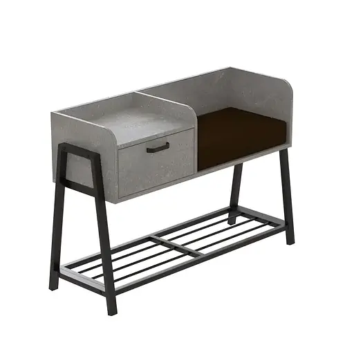 Банкетка з тумбочкою Ferrum-decor Бланка 540x1000x320 метал Чорний ДСП Бетон 16 мм (FRD-103030)