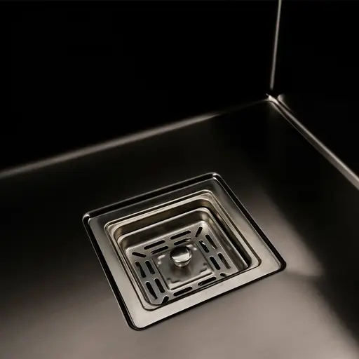 Кухонная мойка Platinum PVD черная Handmade HSBB (квадратный сифон, 3.0,/1.0) 40x50, Черный - фото 7