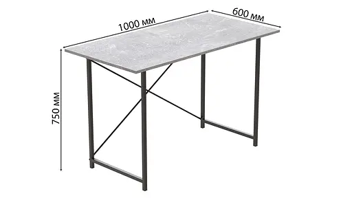 Стол письменный Line Лайт Ferrum-decor 750x1000x600 Черный металл ДСП Бетон 16 мм (FRD-104849) - фото 6