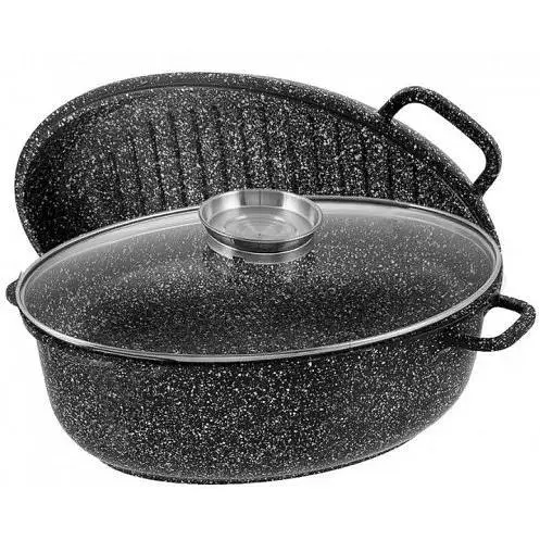 Гусятниця Edenberg EB-4602 з литого алюмінію з мармуровим покриттям з кришкою - фото 1