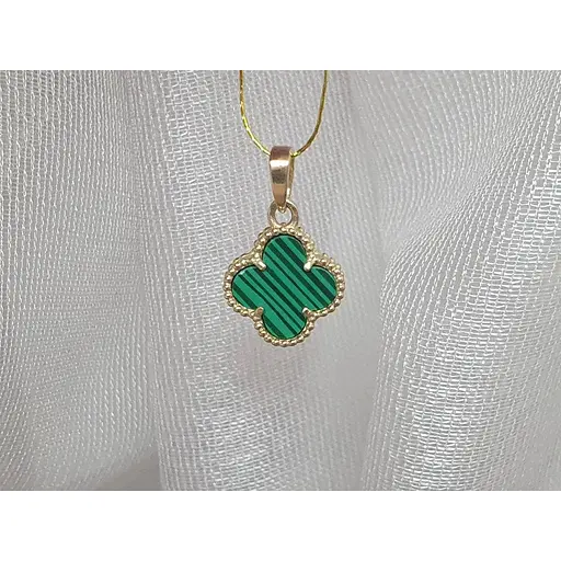 Золотая подвеска Платон Клевер с малахитом. 2П126/71Б - фото 2