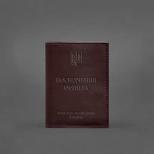 Кожаная обложка для удостоверения офицера 9.0 бордовая - фото 6