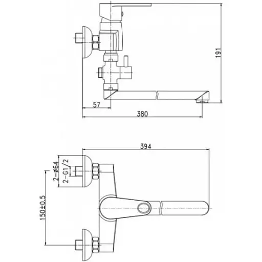 Змішувач для ванни Cersanit Cari S951-241 з довгим виливом Хром 30412 - фото 2