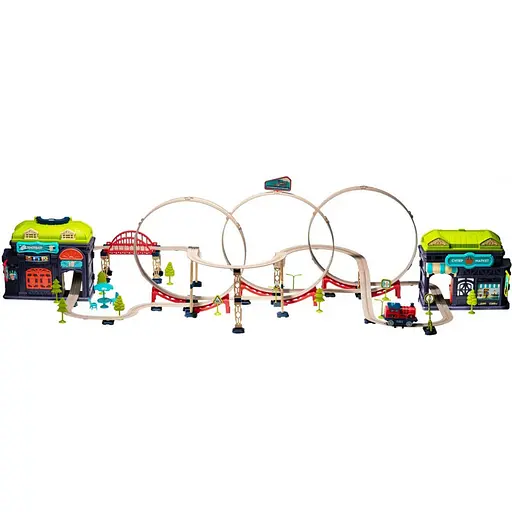 Детский игровой набор трюковая железная дорога "Храбрый паровозик" OTAMANKO 89960, 137 деталей - фото 1