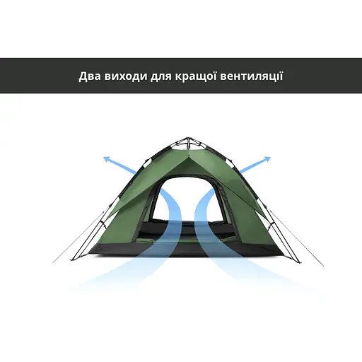 Намет Naturehike NH21ZP008 тримісний автоматичний темно-зелений - фото 2