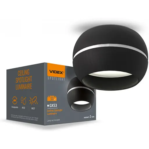 Світильник Videx під лампу GX53 універсальний Чорний VL-SPF16A-B - фото 1