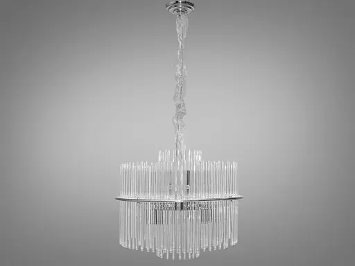 Стильна люстра підвіс зі скляними елементами на 6 ламп, колір-хром - фото 1