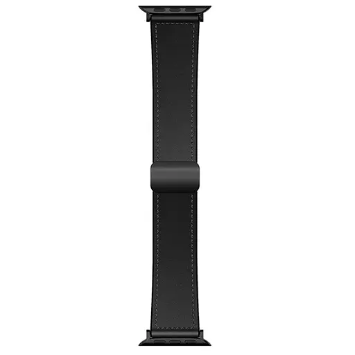 Ремінець Hoco WA34 Basic magnetic buckle silicone leather strap для Apple watch 44/45/46/49mm Black - фото 1