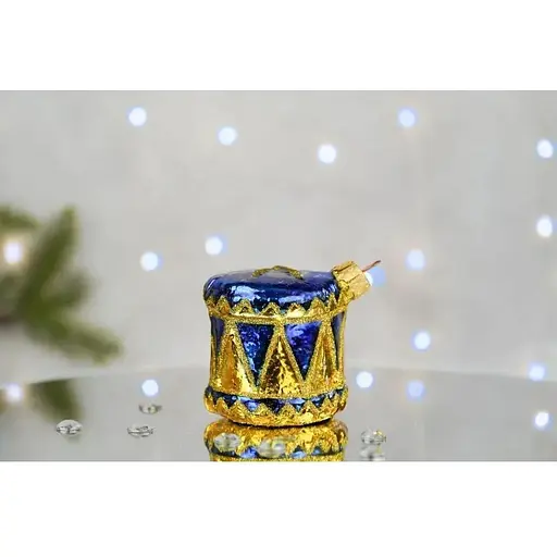 Ялинкова прикраса Санта Шоп Барабан синій скло (4820001180275) - фото 2