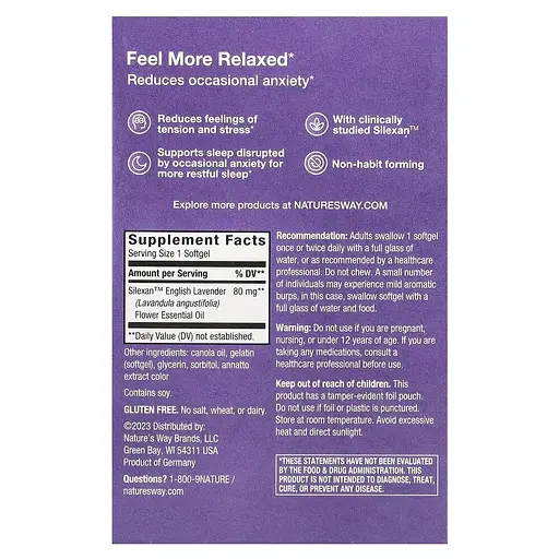 Лавандовое масло Nature's Way CalmAid, 30 капсул для эмоционального баланса и расслабления - фото 2