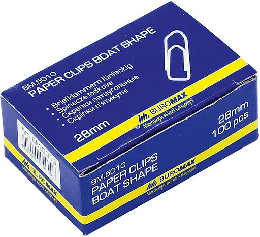 Скріпки нікельовані BM.5010, 28 мм, 100 шт., 10 упаковок