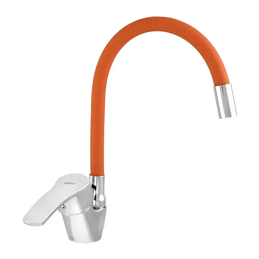 Змішувач для кухні Zerix YUB 279 з помаранчевим гнучким виливом ZX0443 Хром - фото 1
