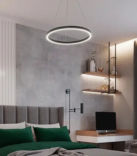 Светильник подвесной KLOODI CIRCLE3528 D900 100W 4К BK - фото 3