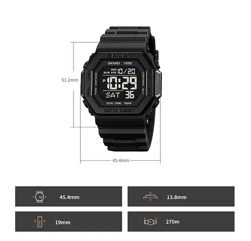 Чоловічий спортивний годинник Skmei 1988 (Чорний) - фото 8