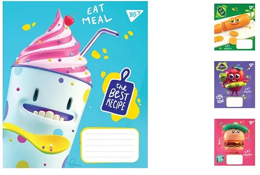 Тетради ученические 12 листов линия Yes Eat meal, 25 шт. в упаковке