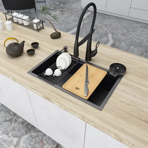 Черная мойка Nett NB-7042 врезная с PVD покрытием многофункциональная - фото 4