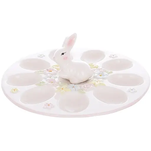 Підставка для яєць BonaDi на 9 штук керамічна Зайчик 24 см (928-027)