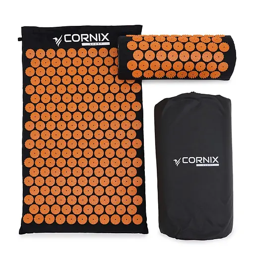 Килимок акупунктурний з валиком Cornix Classic Mat Аплікатор Кузнєцова XR-0111 Black/Orange - фото 1