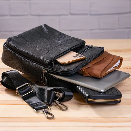 Кожаный мужской мессенджер Vintage 20х25,5х5,5 см sum0015058 - фото 10