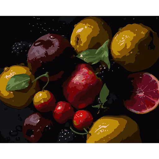 Картина по номерам Strateg Фрукты на черном фоне на черном фоне 40х50 см (AH1246) - фото 1