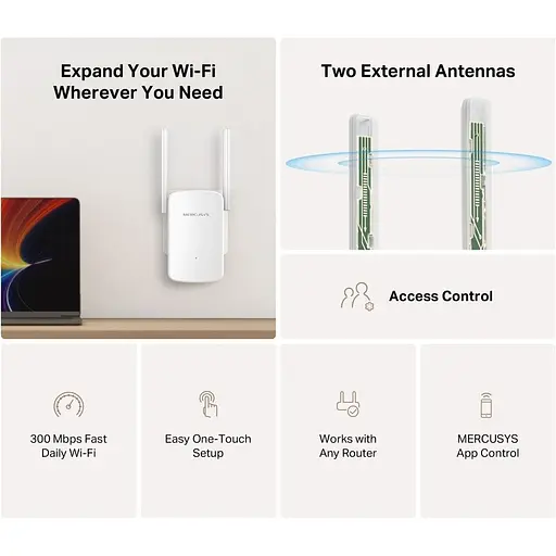 Ретранслятор Wi-Fi сигналу Mercusys ME12 [151391] - фото 6