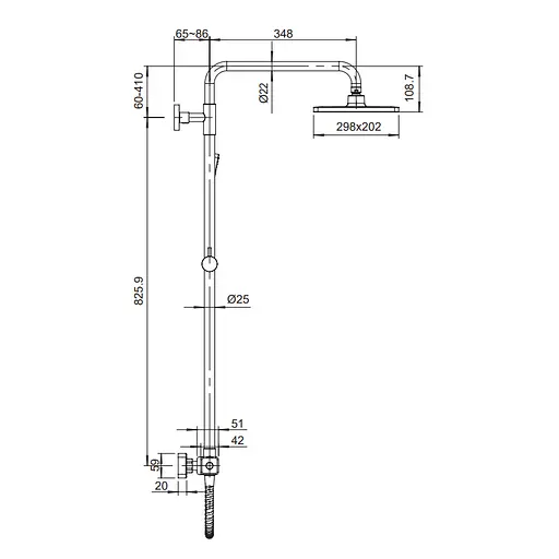 Душова система з термостатом Koer KB-53011-05 KR4723, Чорний матовий - фото 2