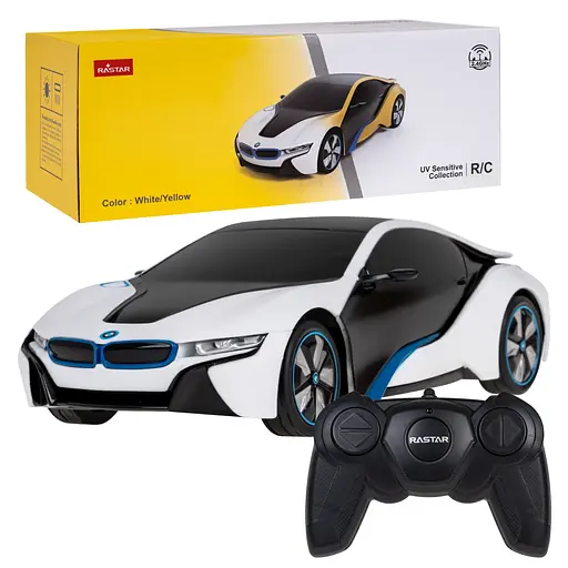 Машинка RASTAR BMW i8 змінний колір кузова + світлодіодні фари + 2,4 ГГц пульт 1:24 білий 48400-1