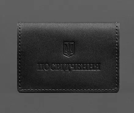 Кожаная обложка для пенсионного удостоверения черная - фото 1