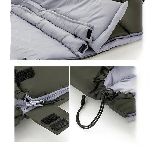 Спальник з капюшоном Naturehike U150 NH20MSD07, (11°C), правий, зелений - фото 3