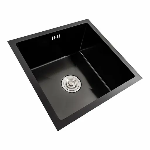 Кухонная мойка PVD черная СМ 44x44 Platinum Handmade (монтаж под столешницу), Черный - фото 8