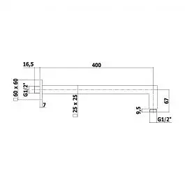 Кронштейн для верхнього душу Paffoni 40 см white matt ZSOF063BO Білий матовий - фото 2