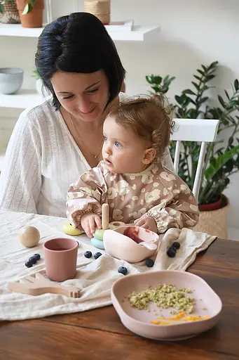 Набір Beaba 4+ тарілка миска стакан ложка рожевий/кремовий (913604) - фото 13