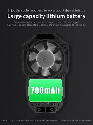 Кулер активне охолодження для телефону / планшета Memo FL05 шириною до 84 мм з акумулятором Black (18527) - фото 5