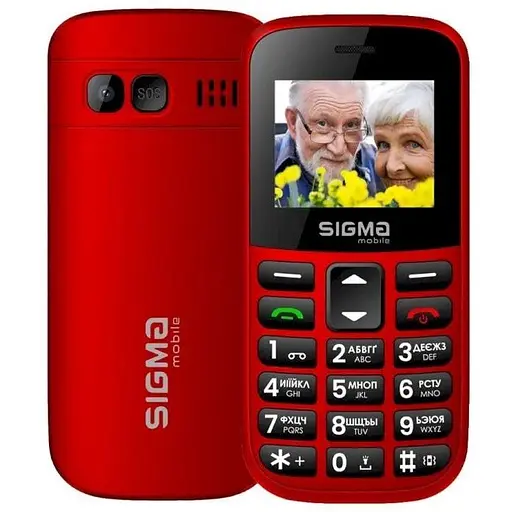 Мобільний телефон Sigma mobile Comfort 50 Easy Type-C, Red, "бабусефон", 2 Mini-SIM, дисплей 1.77" кольоровий (160x128), моноблок - фото 1
