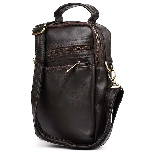 Кожаная мужская сумка через плечо TARWA 28х20х8 см sum0025708 - фото 4