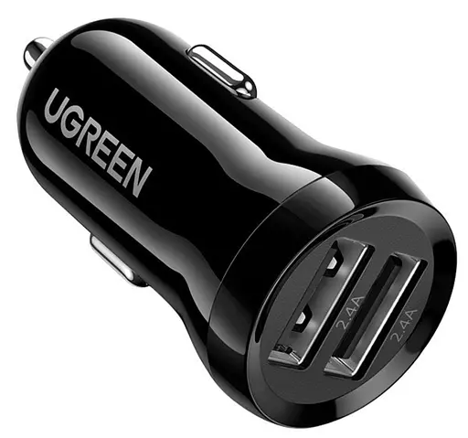Автомобильное зарядное устройство - адаптер питания UGREEN ED018 2 выхода U+U 24 W (50875) черный - фото 1