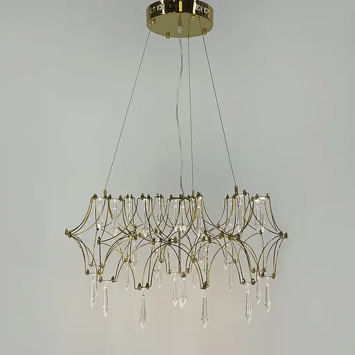 Дизайнерська невагома золота люстра із кришталем Ø 65 см | Арт. MJ203-600 Titanium | Line F - фото 2