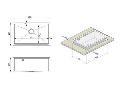 Кухонна мийка під стільницю біла Nett NW-7042, Білий - фото 9