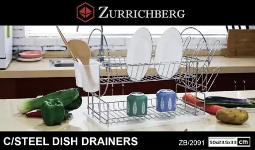 Сушарка для посуду Zurrichberg ZB/2091 з нержавіючої сталі двоярусна з піддоном і підставками для приладів - фото 5