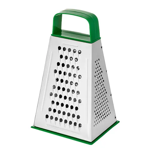 Терка конус для овощей и фруктов 4-сторонняя из нержавеющей стали с пластиковой ручкой (высота 21.5 см), Kitchette 84009 - фото 1