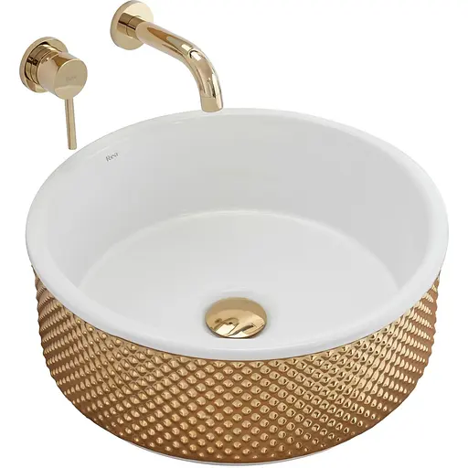 Умивальник Rea Helen gold white накладний REA-U6978, Золотий - фото 1