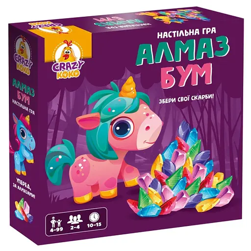 Гра настільна розважальна "Алмаз бум" Єдиноріжка Vladi Toys VT8055-31, 2-4 ігрока - фото 1