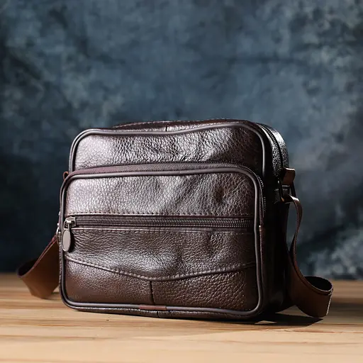 Горизонтальна зручна сумка з ручкою для чоловіків із натуральної шкіри Vintage 20х17х8 см sum0027476 - фото 9