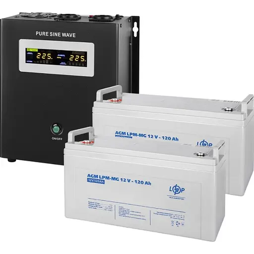 Источник бесперебойного питания (ИБП) LogicPower W1500 + 2 x LPM-MG батарея 12V - 120Ah (19807) [110349]