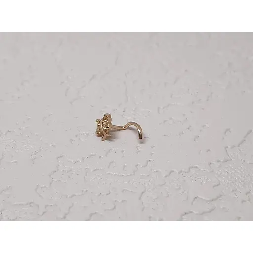 Золотая серьга-пирсинг в нос Dear с фианитами. 1041.10 Шампань - фото 2