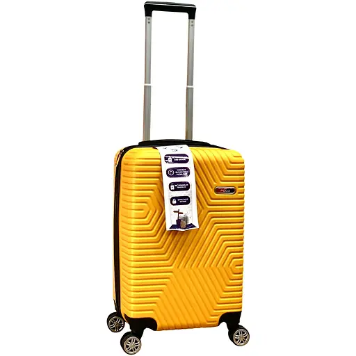 Чемодан Маленький (S) Поликарбонат На 4-х Двойных Колесах 50л POLO ПК021-S Желтый